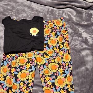 M-Women's Floral Sunflower Pajama Set